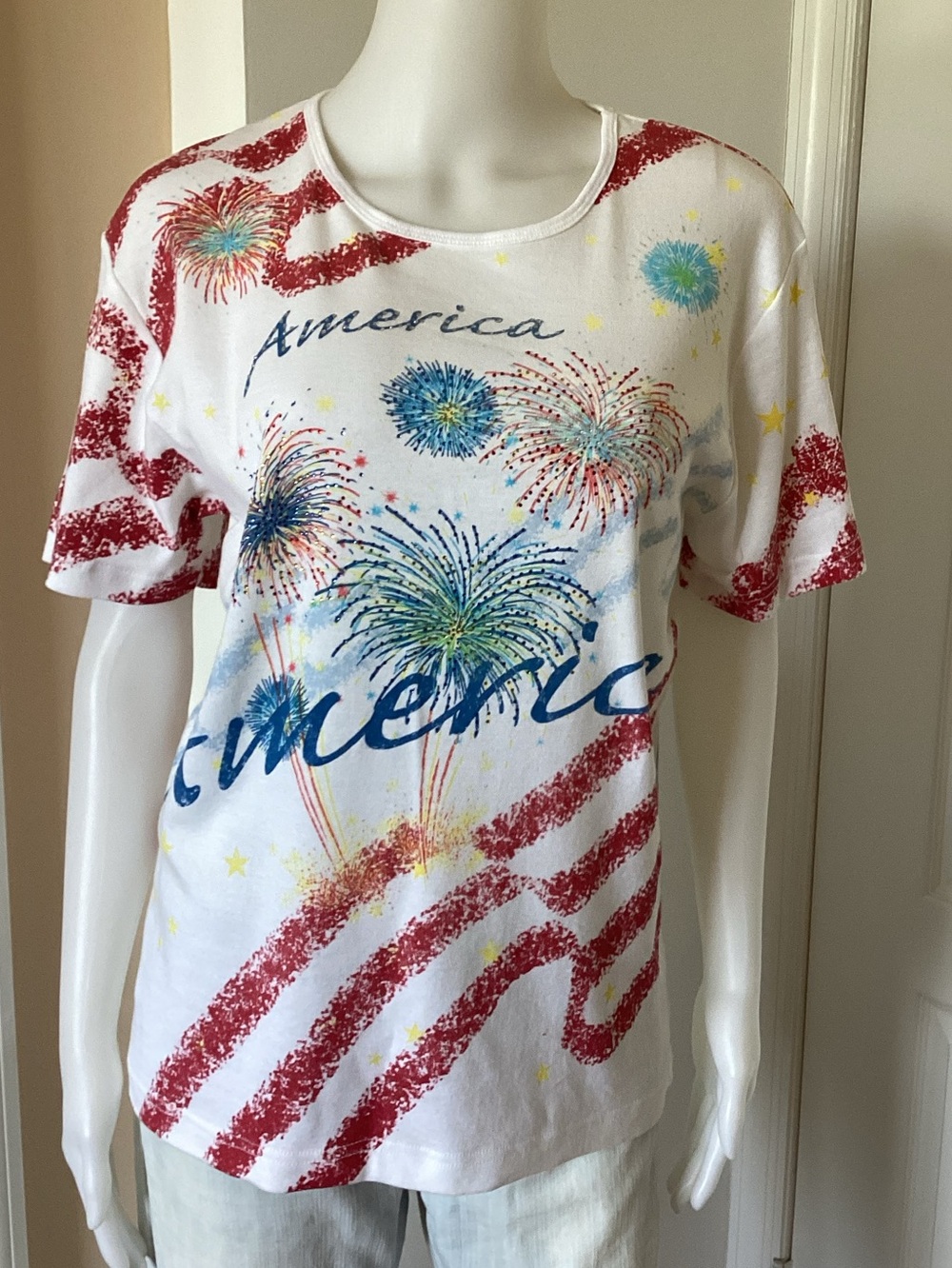 Pleasant Shade Patriotic Fireworks Graphic Tee .